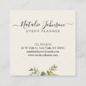 Elegante Waterverf krans kalligrafie Logo Vierkante Visitekaartje (Achterkant)