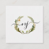 Elegante Waterverf krans kalligrafie Logo Vierkante Visitekaartje (Voorkant)