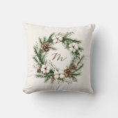 Elegante Waterverf Krans Kerst Baby shower Kussen (Voorkant)