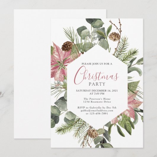 Elegante Waterverf krans kerstfeest Kaart (Voorkant / Achterkant)