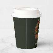 Elegante Waterverf Krans Monogrammed Kerst Papieren Bekers (Rechts)