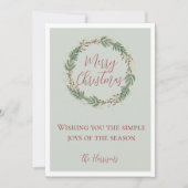 Elegante Waterverf krans niet-foto kerst Feestdagenkaart (Voorkant)