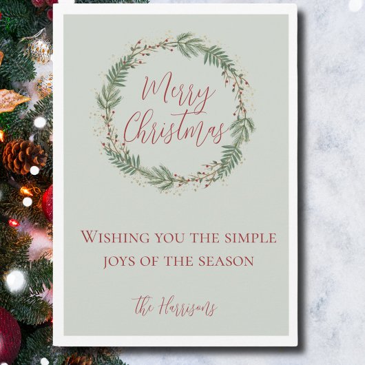 Elegante Waterverf krans niet-foto kerst Feestdagenkaart