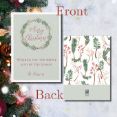 Elegante Waterverf krans niet-foto kerst Feestdagenkaart