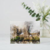 Elegante Waterverf kunst van de Notre Dame kathedr Briefkaart (Staand voorkant)
