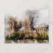 Elegante Waterverf kunst van de Notre Dame kathedr Briefkaart (Voorkant)