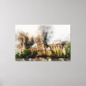Elegante Waterverf kunst van de Notre Dame kathedr Canvas Afdruk (Voorkant)