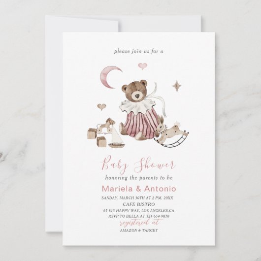 Elegante Waterverf Kwekerij Roze Jurk Gir Kaart (Voorkant)