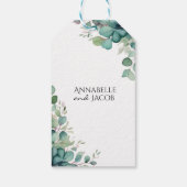 Elegante Waterverf laat bruiloft gunst cadeau Labe Cadeaulabel (Achterkant)