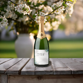 Elegante Waterverf laat mousserende wijnlabel acht Sparkling Wijnetiket