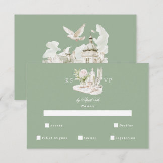 Elegante Waterverf Landgoed Tuin Bruiloft RSVP Kaa Kaartje
