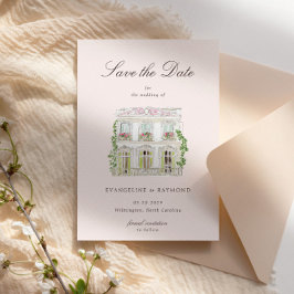 Elegante Waterverf Landhuis Foto Save The Date Kaa