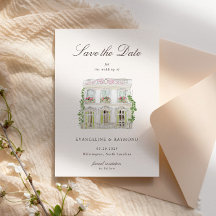 Elegante Waterverf Landhuis Foto Save The Date Kaa