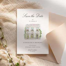 Elegante Waterverf Landhuis Foto Save The Date Kaa