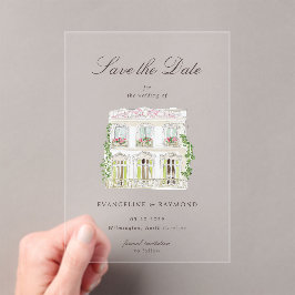 Elegante Waterverf Landhuis Foto Save The Date Kaa Acryl Uitnodigingen