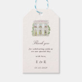 Elegante Waterverf Landhuis Rococo Bruiloft Cadeaulabel (Voorkant)
