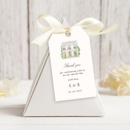 Elegante Waterverf Landhuis Rococo Bruiloft Cadeaulabel