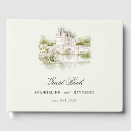 Elegante Waterverf Landhuis Tuin Bruiloft Gastenboek