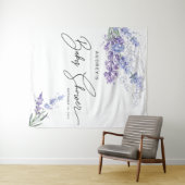 Elegante waterverf lavendel bloemetjes baby shower wandkleed (In Situ (horizontaal))