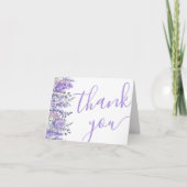 Elegante waterverf lavendel bloemige bruidsdouche bedankkaart (Voorkant)