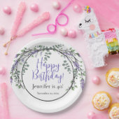 Elegante waterverf lavendel botanische verjaardag papieren bordje (Feest)