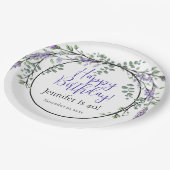 Elegante waterverf lavendel botanische verjaardag papieren bordje (Gekanteld)