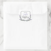 Elegante waterverf lavendel botanische verjaardag vierkante sticker (Tas)