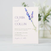 Elegante Waterverf Lavendel bruiloft uitnodiging (Staand voorkant)