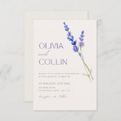 Elegante Waterverf Lavendel bruiloft uitnodiging (Voorkant / Achterkant)