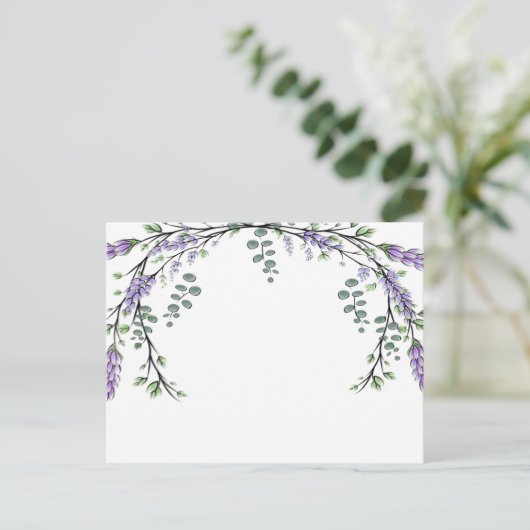 Elegante waterverf lavendel en eucalyptus briefkaart (Staand voorkant)