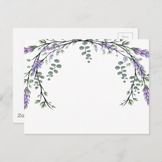 Elegante waterverf lavendel en eucalyptus briefkaart (Voorkant / Achterkant)