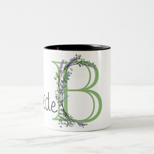 Elegante waterverf Lavendel Eucalyptus Bruid Tweekleurige Koffiemok (Center)