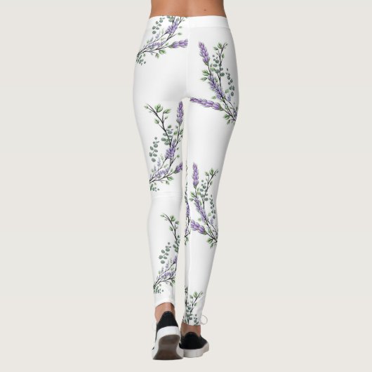 Elegante waterverf Lavendel Eucalyptus Leggings (Achterkant)