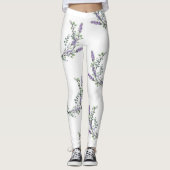 Elegante waterverf Lavendel Eucalyptus Leggings (Voorkant)