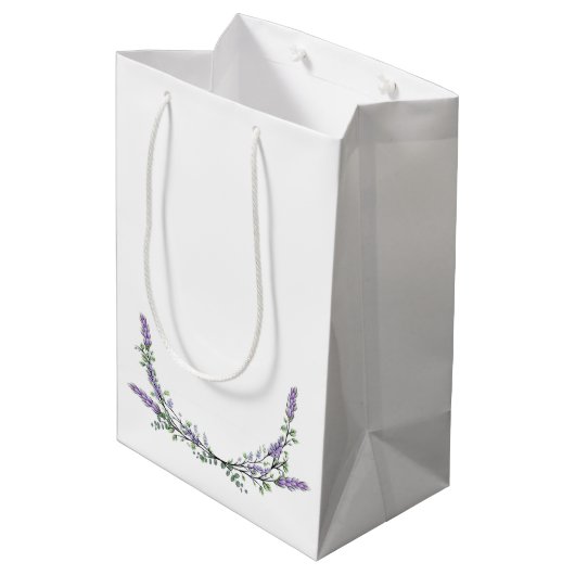 Elegante waterverf Lavendel Eucalyptus Medium Cadeauzakje (Achterkant Gekanteld)