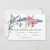 Elegante waterverf lavendel eucalyptus roze rozen  RSVP kaartje (Voorkant)