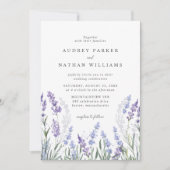Elegante Waterverf Lavendel Field Details Bruiloft Kaart (Voorkant)