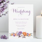 Elegante Waterverf Lavendel Floral Script Wedding Kaart