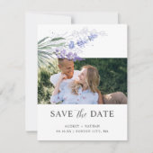 Elegante waterverf lavendel foto trouw QR-code Save The Date (Voorkant)