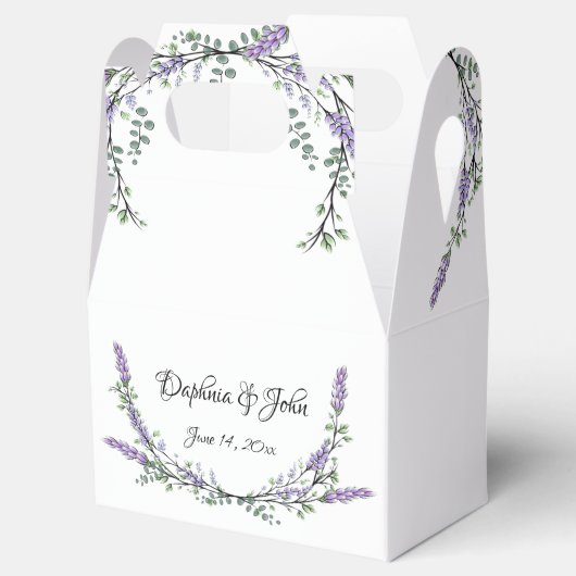Elegante waterverf lavendel groen botanisch bedankdoosjes (Geopend)