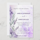 Elegante Waterverf Lavendel Herfst Floral Wedding Kaart (Voorkant)