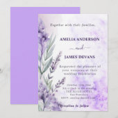 Elegante Waterverf Lavendel Herfst Floral Wedding Kaart (Voorkant / Achterkant)