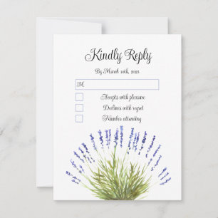 Elegante Waterverf Lavendel Kruiden Bloemige Bruil RSVP Kaartje