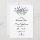 Elegante Waterverf Lavendel Paarse Floral Wedding Kaart (Voorkant)