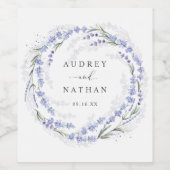 Elegante Waterverf Lavendel Paarse krans bruiloft Wijn Etiket (Enkel label)