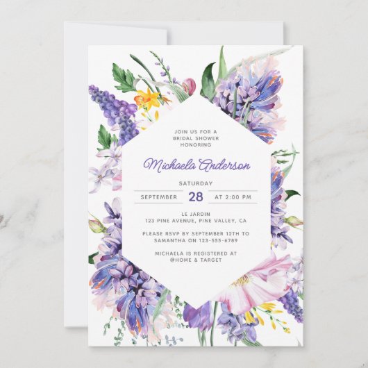 Elegante Waterverf Lavendel Paarse Vrijgezellenfee Kaart (Voorkant)