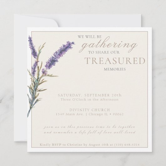 Elegante Waterverf Lavendel Viering van het Leven Kaart (Achterkant)