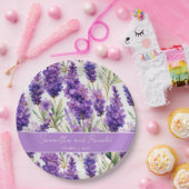Elegante waterverf lavendelbloemen bruiloft papieren bordje (Feest)
