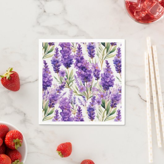 Elegante Waterverf lavendelbloemen Servet (Insitu)