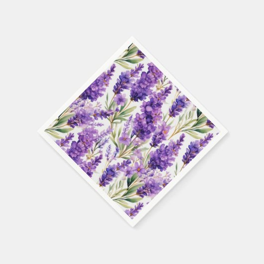 Elegante Waterverf lavendelbloemen Servet (Hoek)